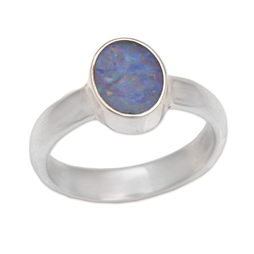 Intensity Sky Blue Opal Sterling Silver Ring