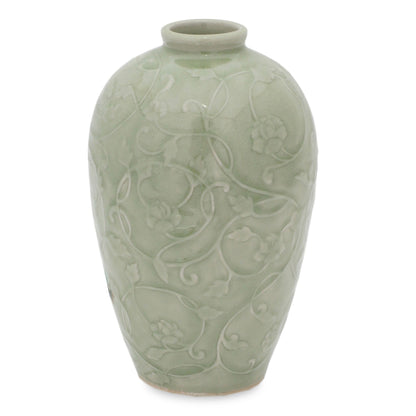 Green Wildflower Ceramic Decorative Vase