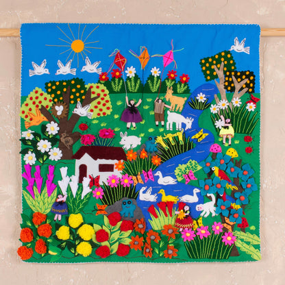 A Spring Day Applique Wall Hanging Andean Folk Art