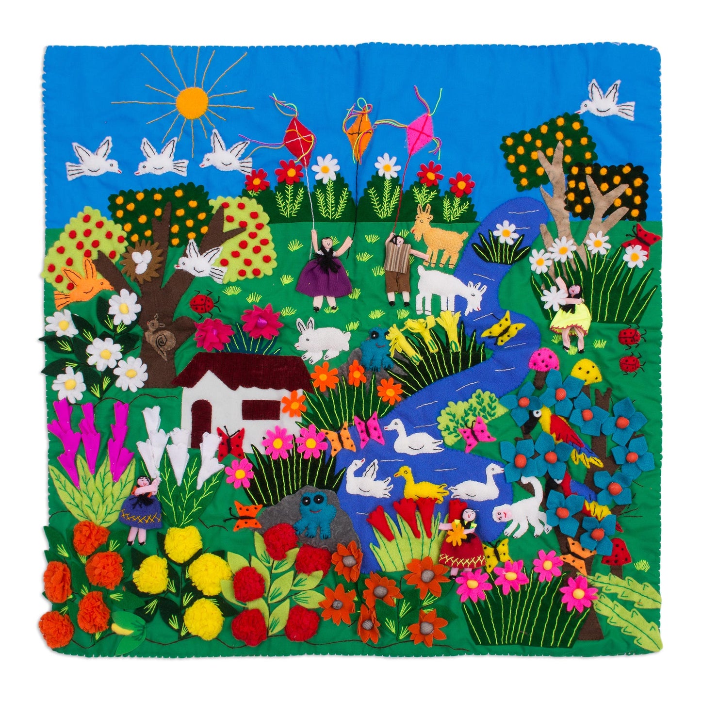 A Spring Day Applique Wall Hanging Andean Folk Art