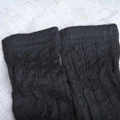 Black Braids Alpaca Arm Warmer Mitts