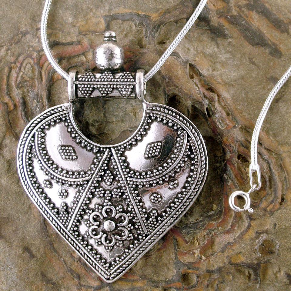 Mighty Heart Sterling Silver Pendant Necklace