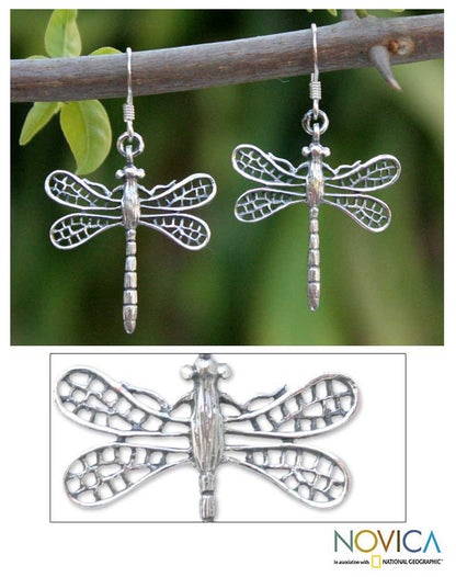 Wings of Love Sterling Silver Dangle Earrings