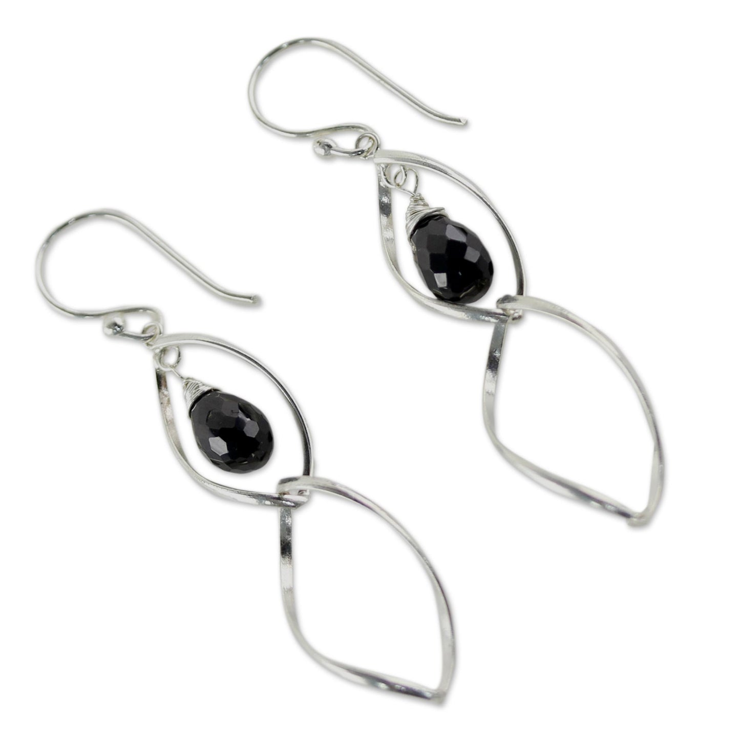 Dancer Sterling Silver and Onyx Dangle Earrings