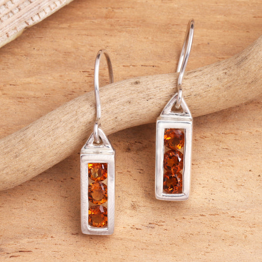 Golden Lantern Citrine Sterling Silver Dangle Earrings