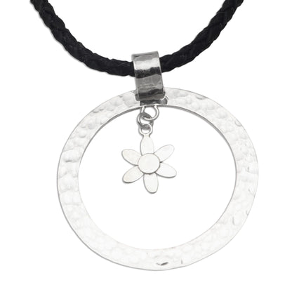 Floral Halo Sterling silver pendant necklace