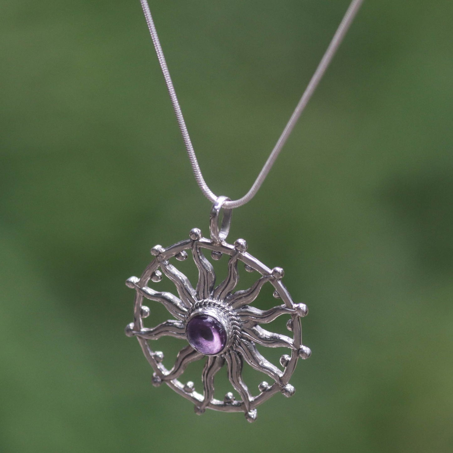 Sun Spirit Silver & Amethyst Pendant Necklace