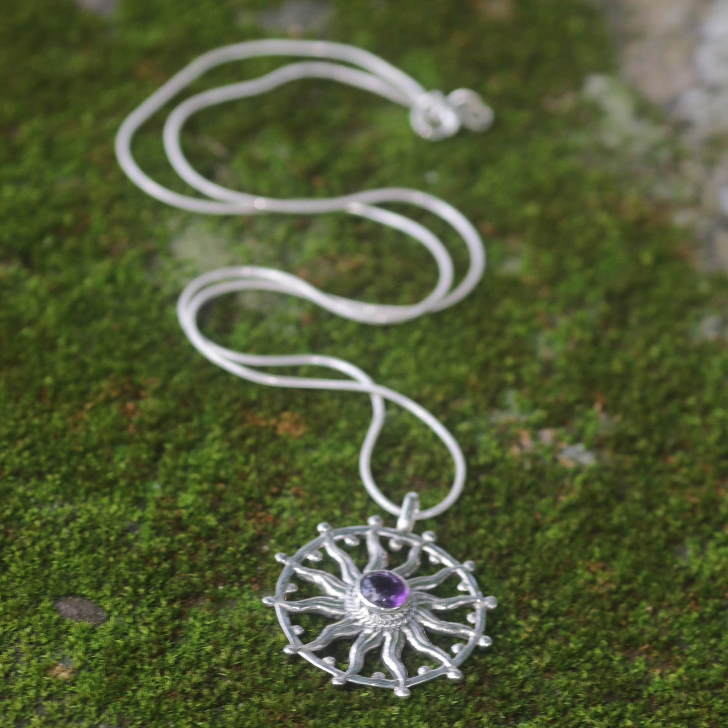 Sun Spirit Silver & Amethyst Pendant Necklace