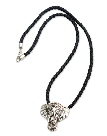 Wise Ganesha Men's Leather Necklace