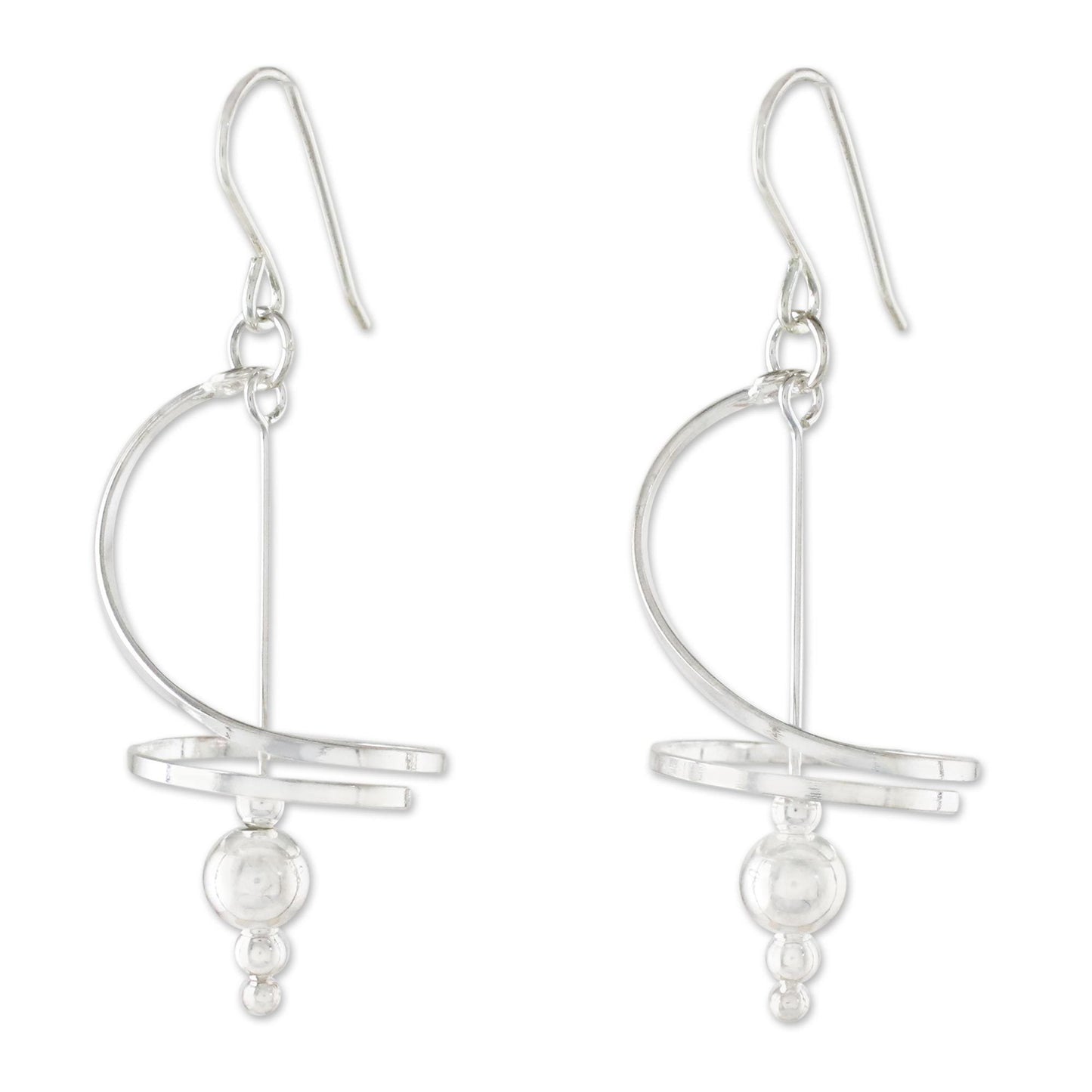 NOVICA - Spiral Dangle Sterling Silver Earrings