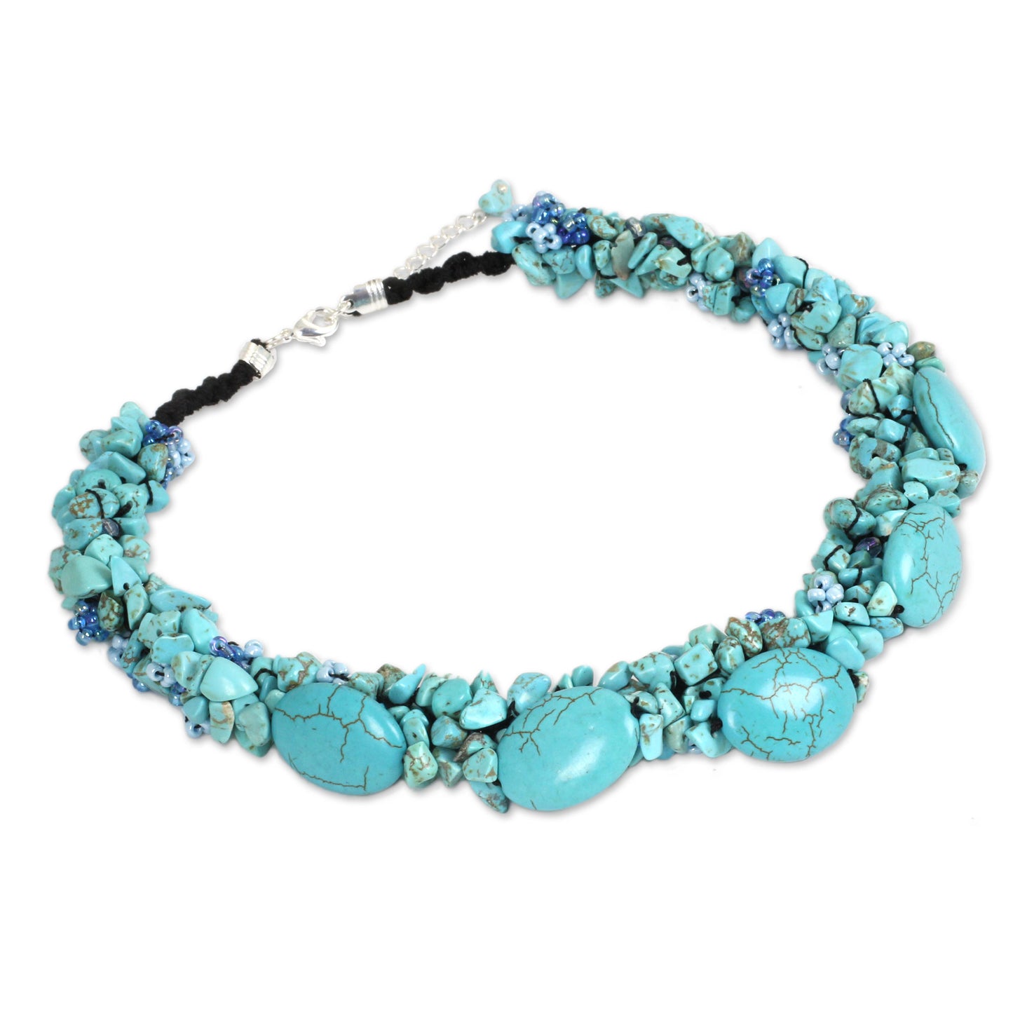 Gush Dyed Magnesite & Glass Beaded Necklace