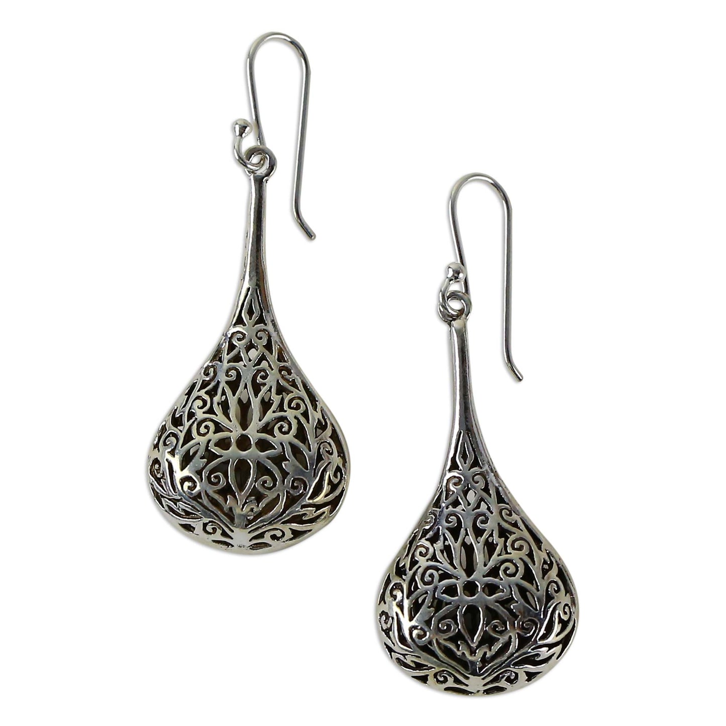 Filigree Teardrop Sterling Silver Earrings