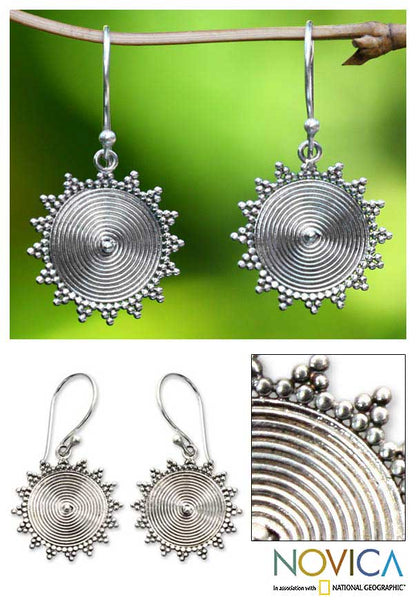 Purnama Sun Silver Dangle Earrings