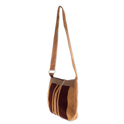 Half Moon Striped Cotton Shoulder Bag