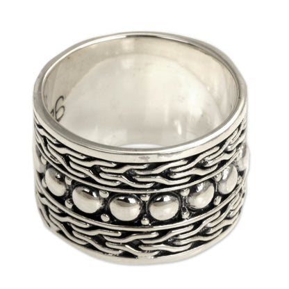 Warrior Men's Handcrafted Sterling Silver Band Ring