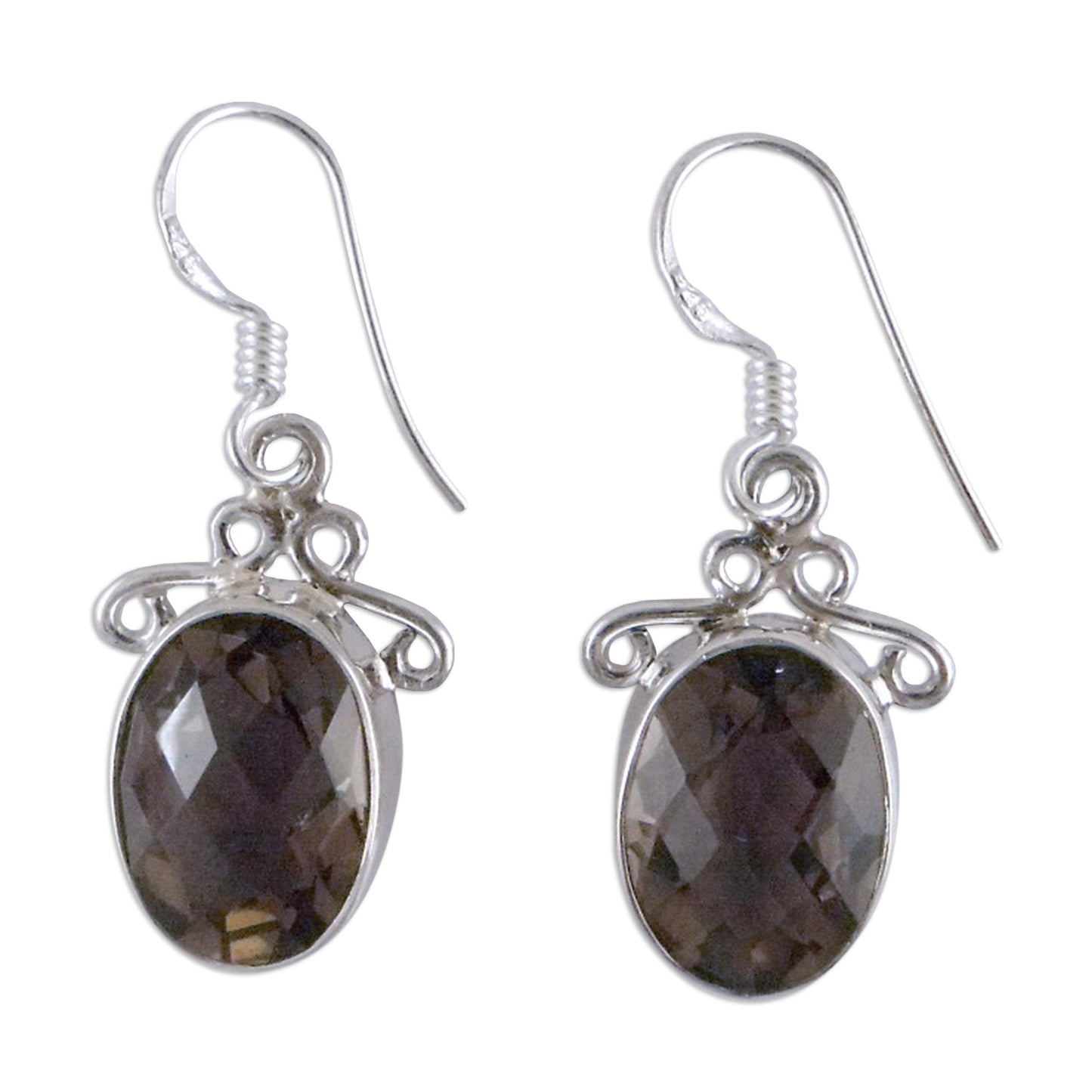 At Twilight Women's Sterling Silver and Smoky Quartz Earrings