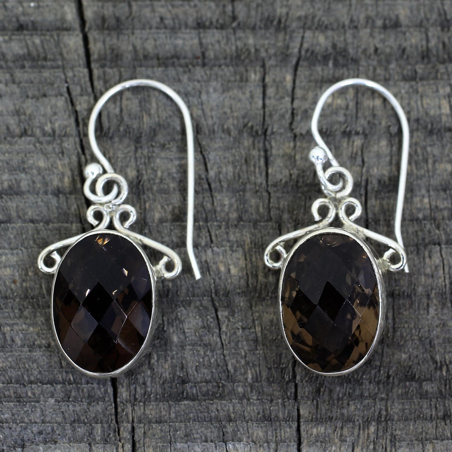 At Twilight Women's Sterling Silver and Smoky Quartz Earrings