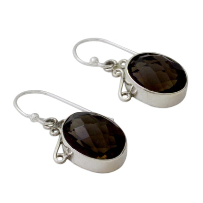 At Twilight Women's Sterling Silver and Smoky Quartz Earrings