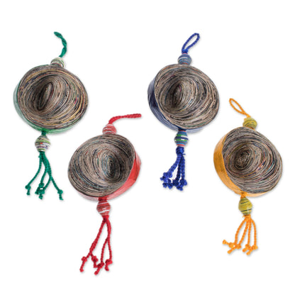 Dancing Cosmos Recycled paper ornaments (Set of 4)