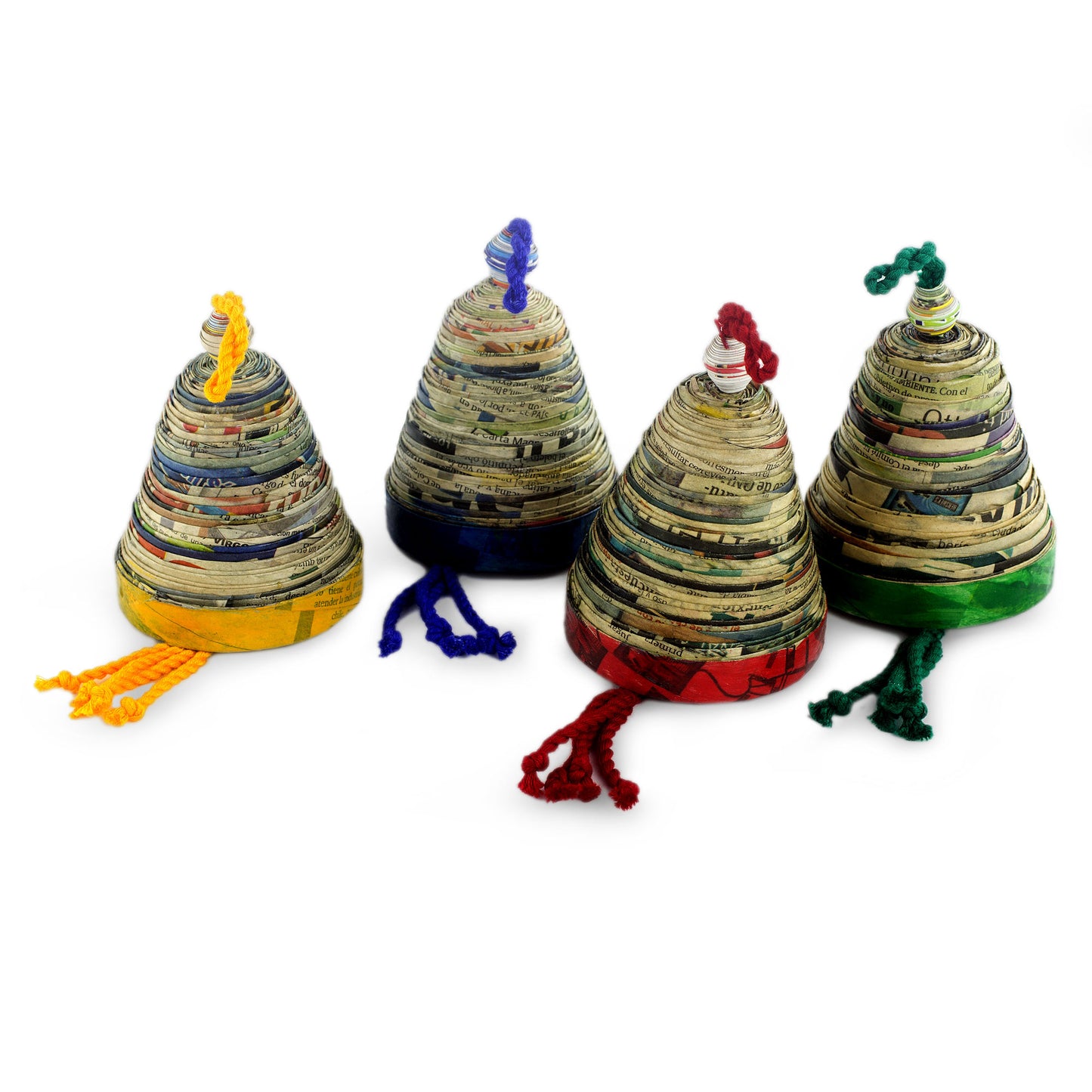 Bells of Hope and Joy Recycled Paper Christmas Ornaments (Set of 4)