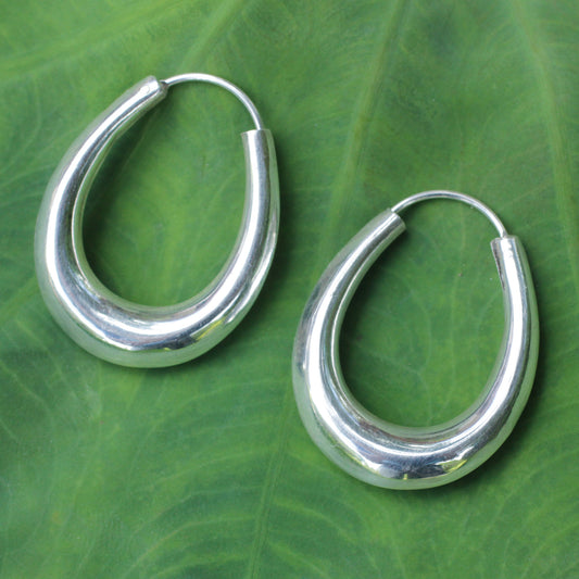 Modern Treasure Sterling Silver Hoop Earrings