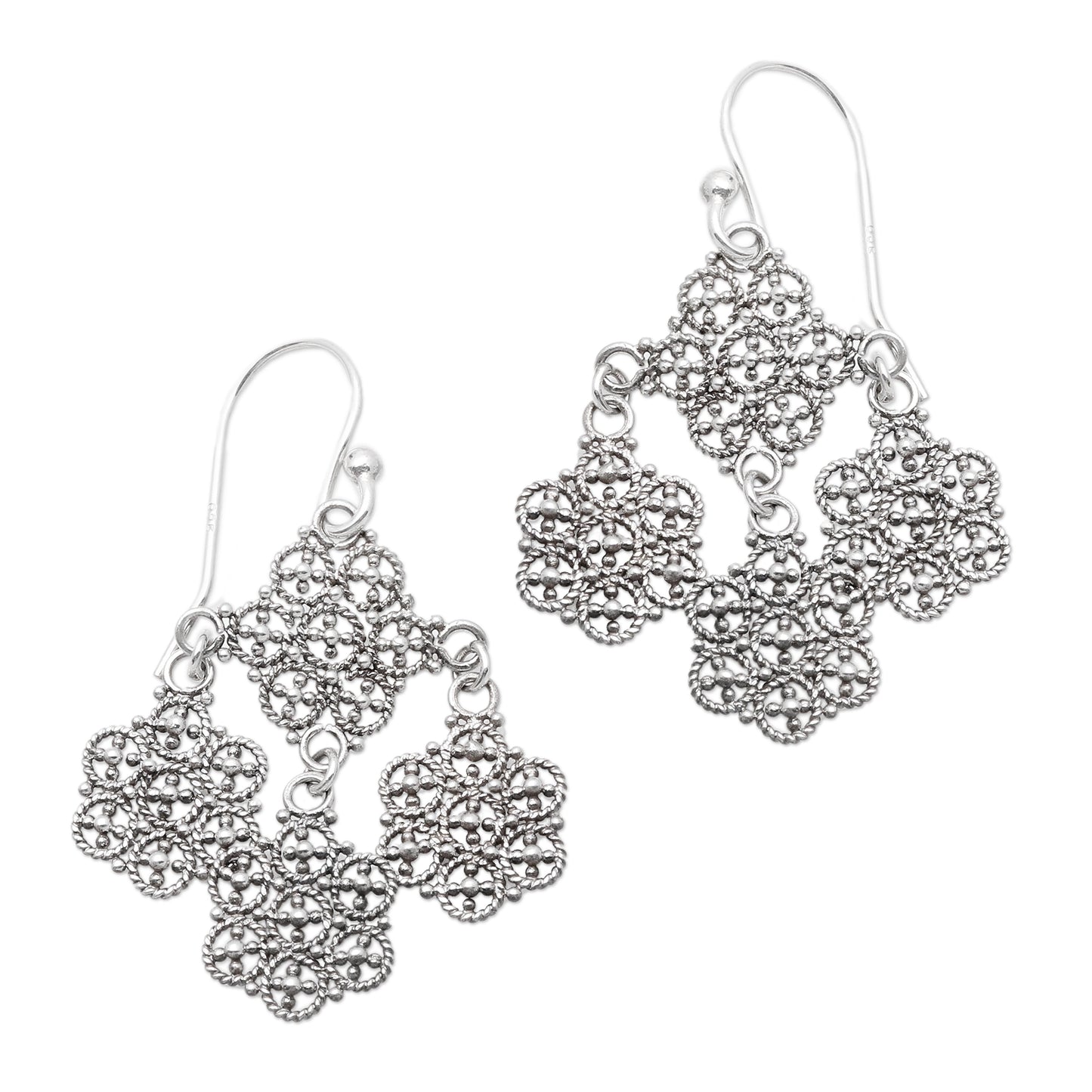 Heartfelt Bouquet Fair Trade Floral Sterling Silver Dangle Earrings