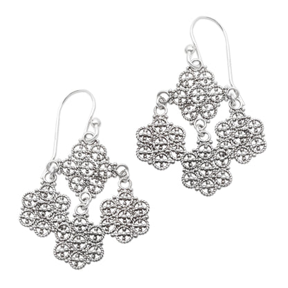 Heartfelt Bouquet Fair Trade Floral Sterling Silver Dangle Earrings