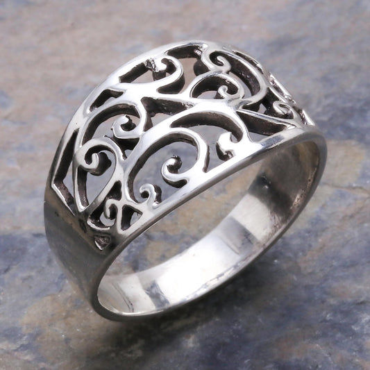 Arabesque Unique Sterling Silver Band Ring from Thailand