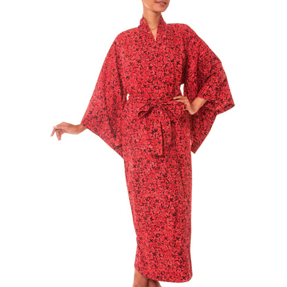 Red Floral Cotton Batik Robe