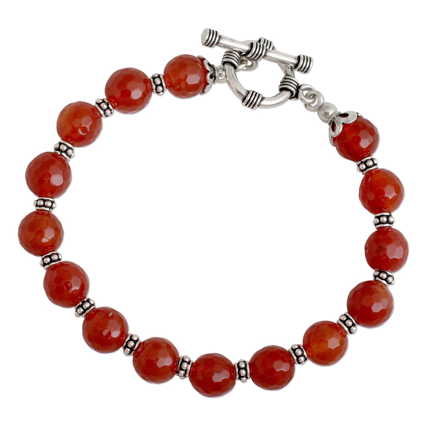 Royal Glow Carnelian & Silver Beaded Bracelet