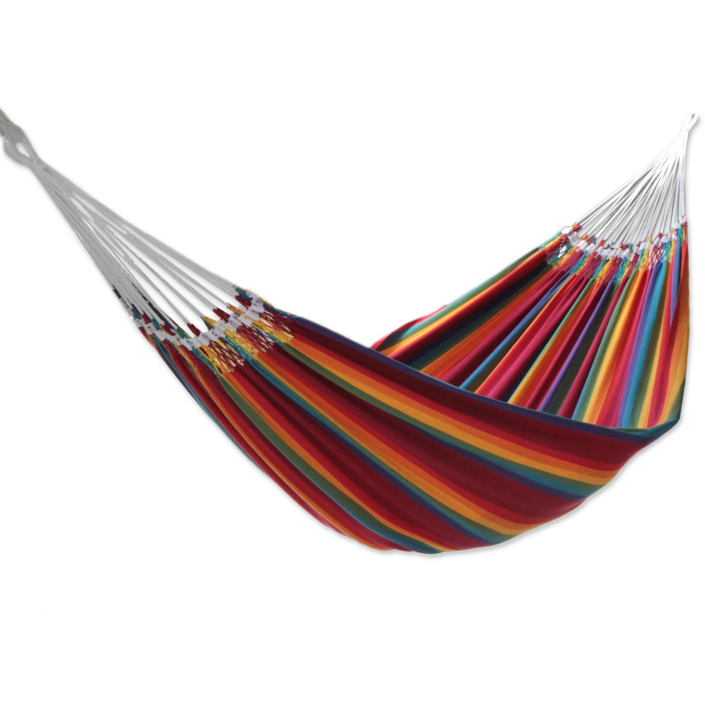 Brazilian Rainbow Cotton Striped Fabric Hammock (Double)