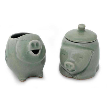 Piggy Cheer Sugar Bowl & Creamer