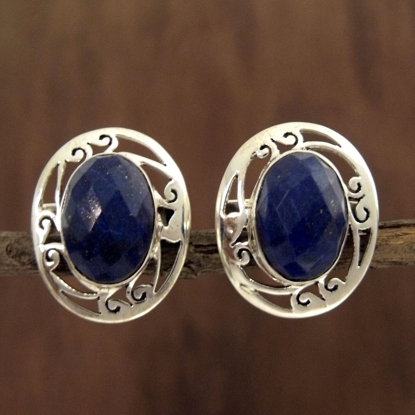 Seductive Blue Lapis Lazuli Button Earrings