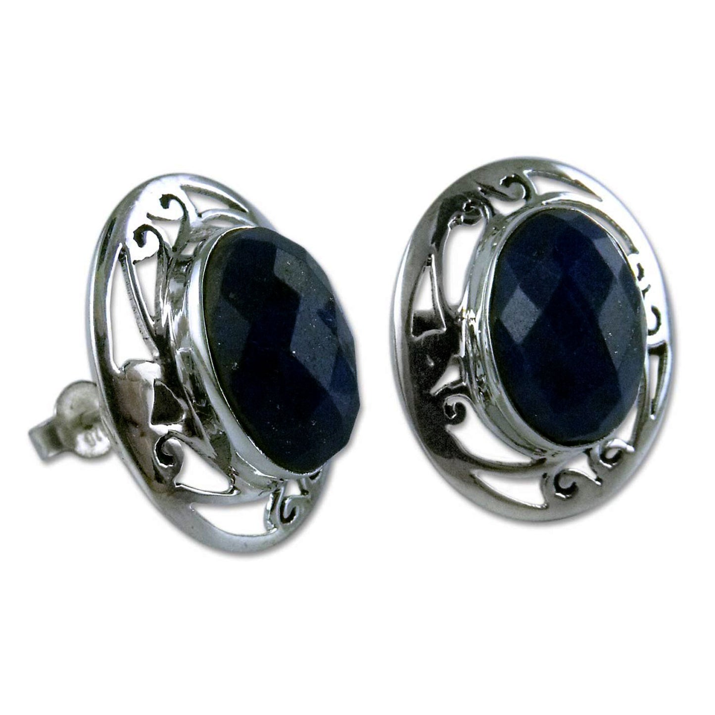 Seductive Blue Lapis Lazuli Button Earrings