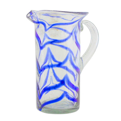 Blue Caress Blown glass pitcher