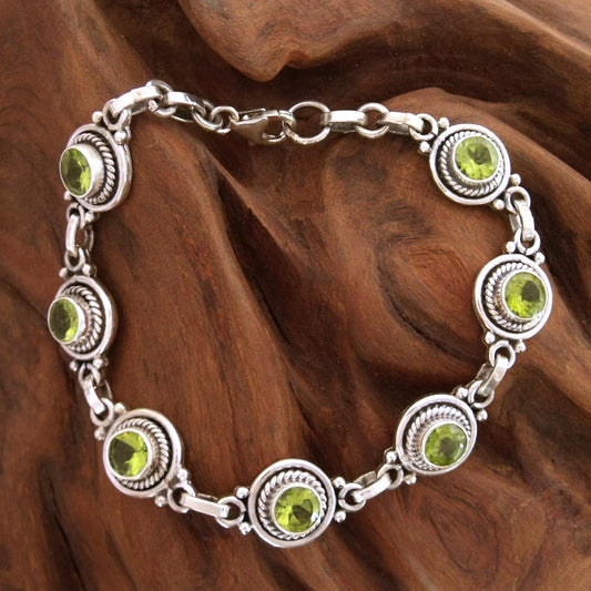 Green Mystique Peridot Silver Link Bracelet