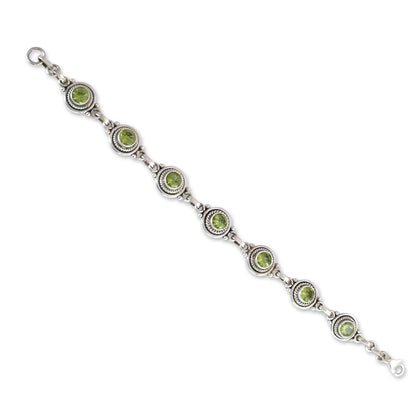 Green Mystique Peridot Silver Link Bracelet