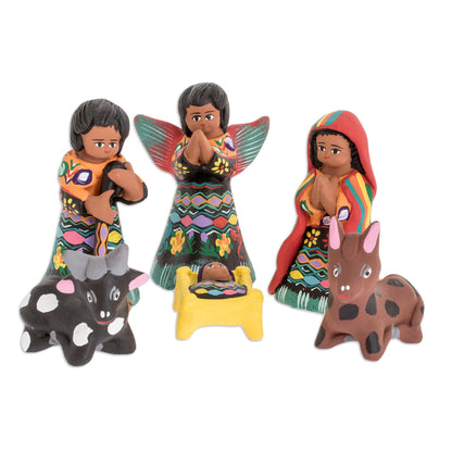 Totonicapan Unique Nativity Scene Ceramic Sculpture (Set of 12)