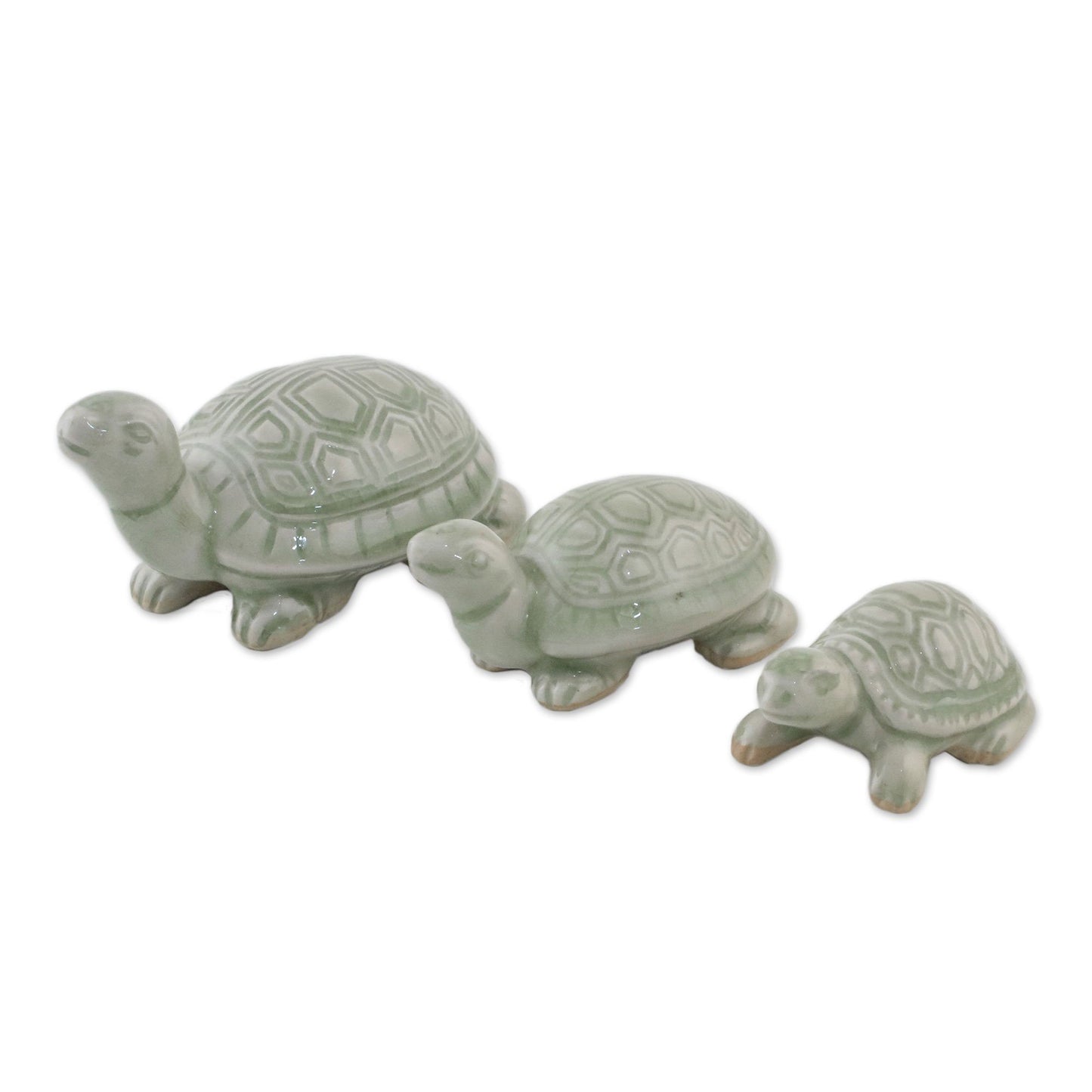 NOVICA - Celadon Ceramic Turtle Sculpture Set