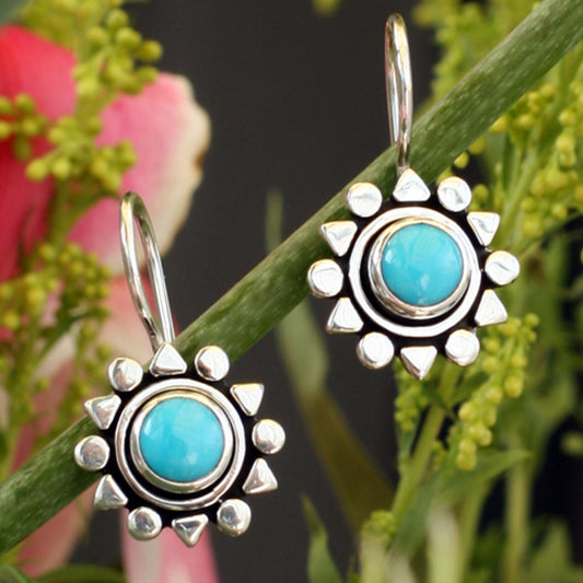 Aztec Star Fair Trade Sterling Silver Natural Turquoise Earrings