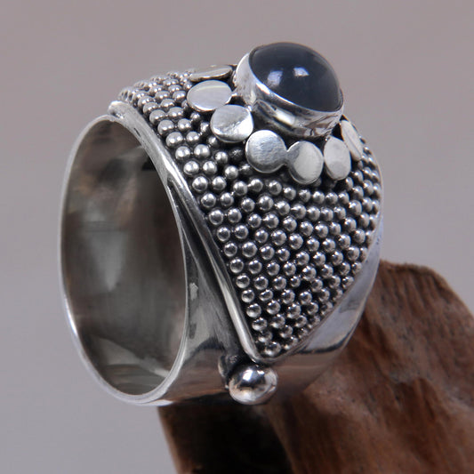 Moonbeams Modern Sterling Silver and Moonstone Ring from Bali