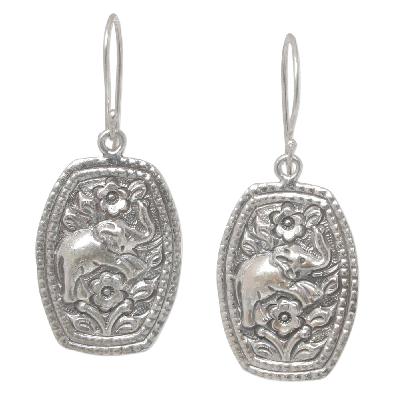 Elephant Roses Sterling Silver Floral Earrings