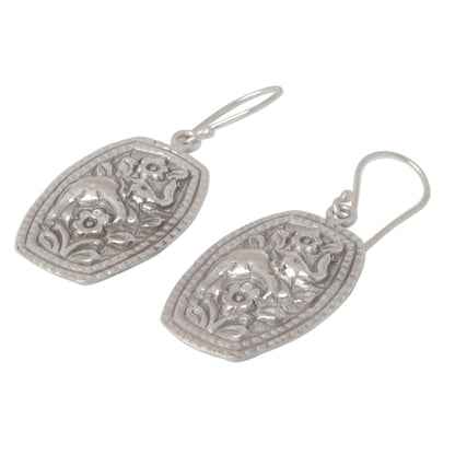 Elephant Roses Sterling Silver Floral Earrings