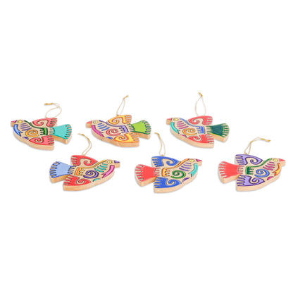 Maya Bird Assorted Ornaments - Set of 6