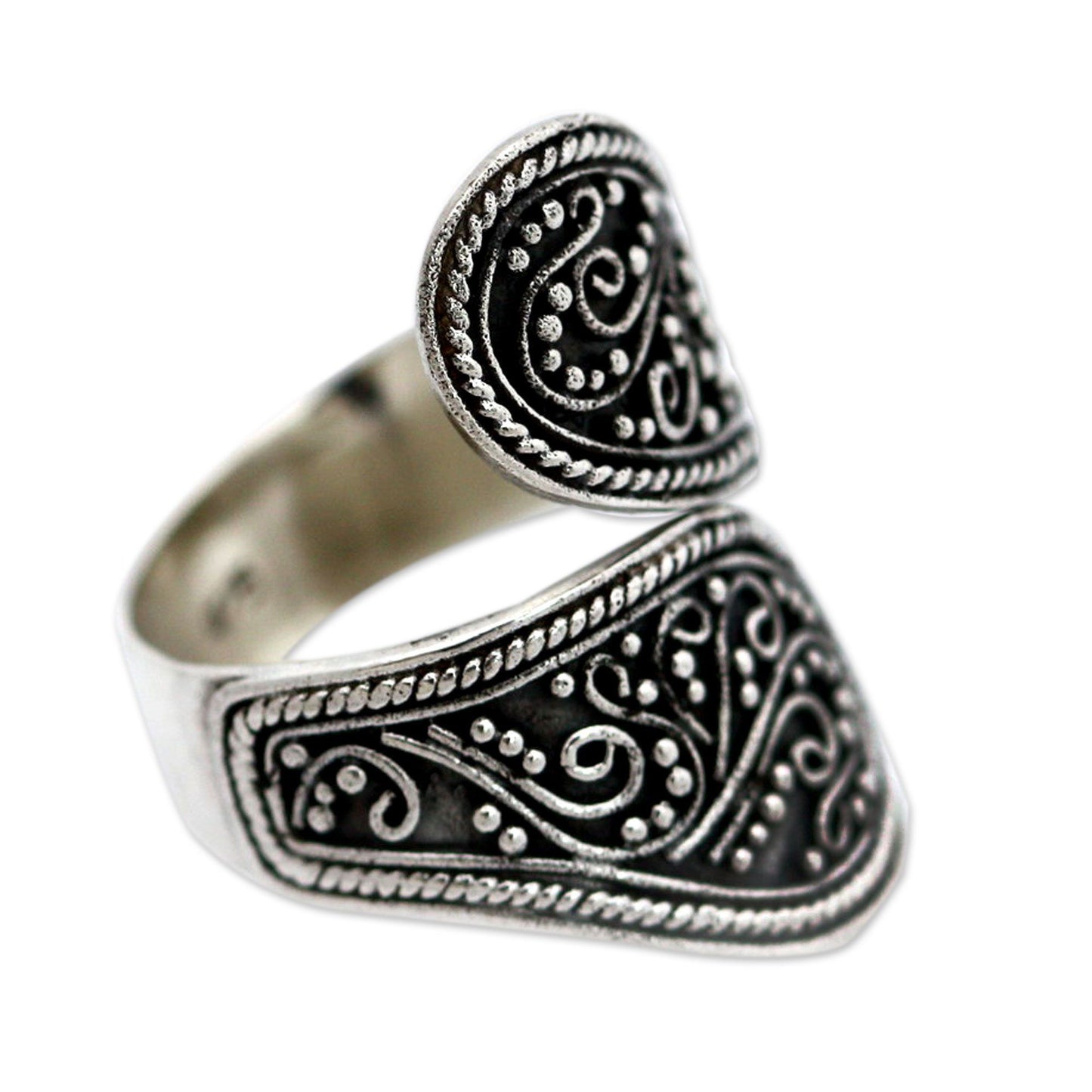 NOVICA - Floral Paisley Silver Wrap Ring