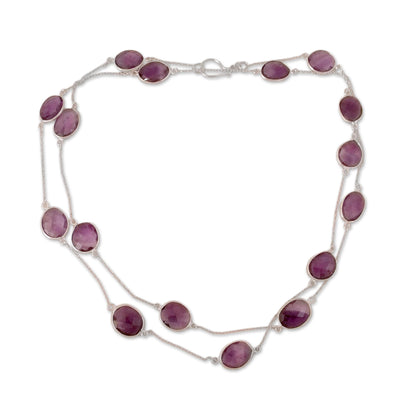 Duduma Majesty Amethyst Long Necklace with Sterling Silver