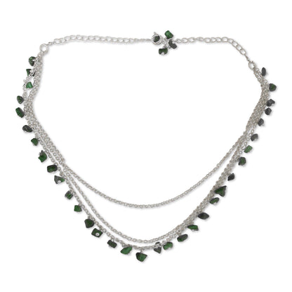 Talakona Majesty Sterling Silver and Malachite Waterfall Necklace