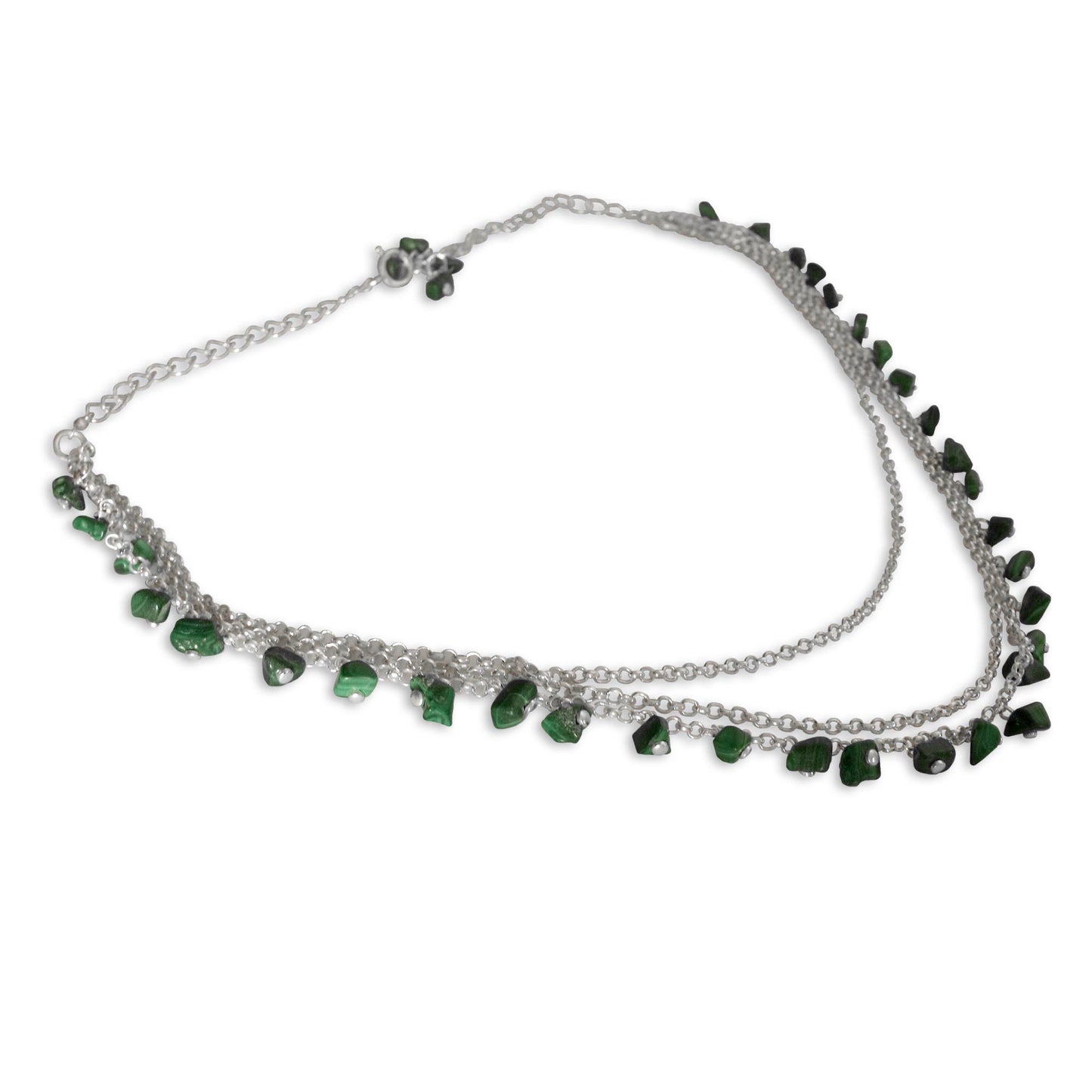 Talakona Majesty Sterling Silver and Malachite Waterfall Necklace