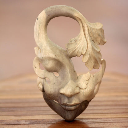 Shy Maiden Decorative Wood Mask