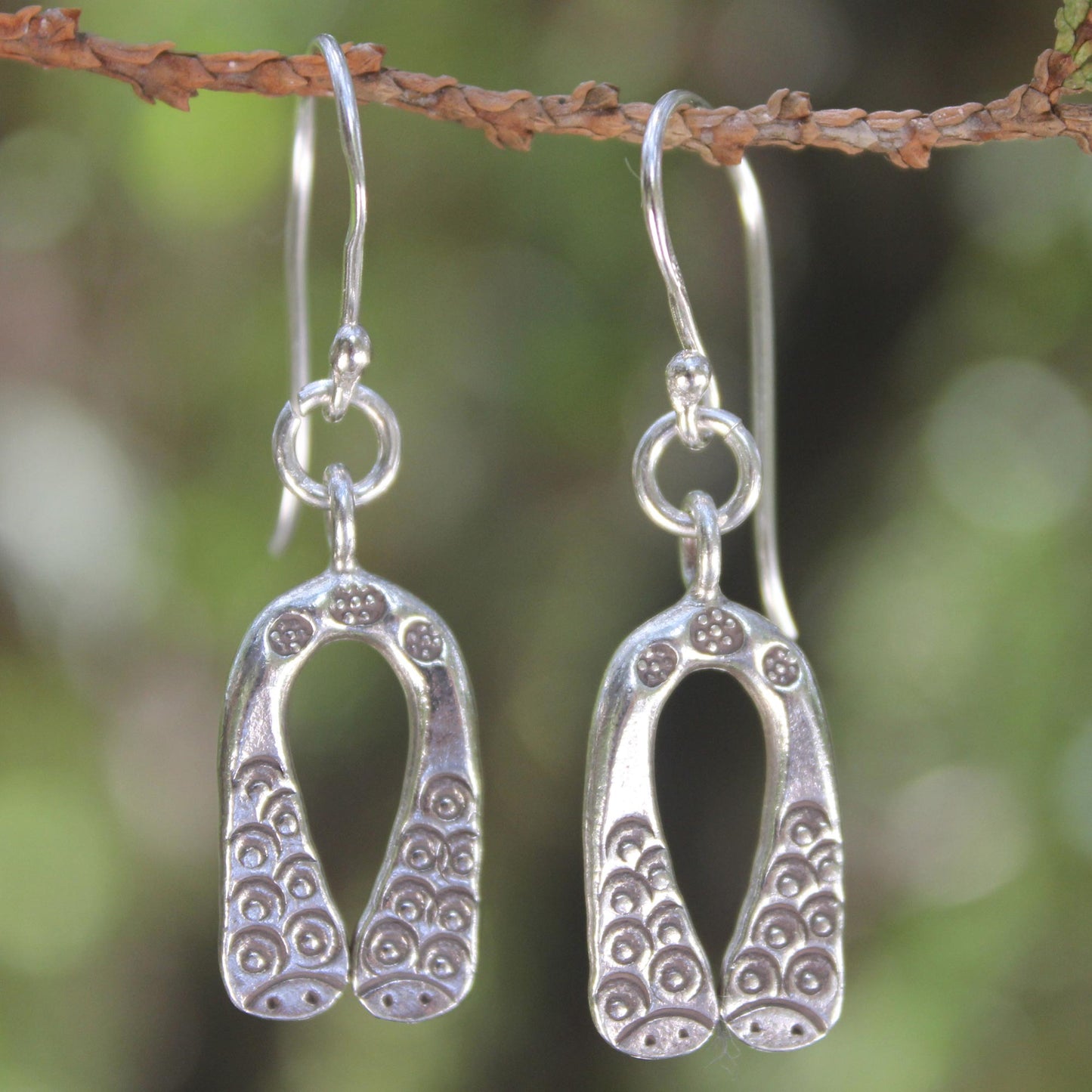 Siamese Snakes Sterling silver dangle earrings